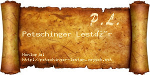 Petschinger Lestár névjegykártya